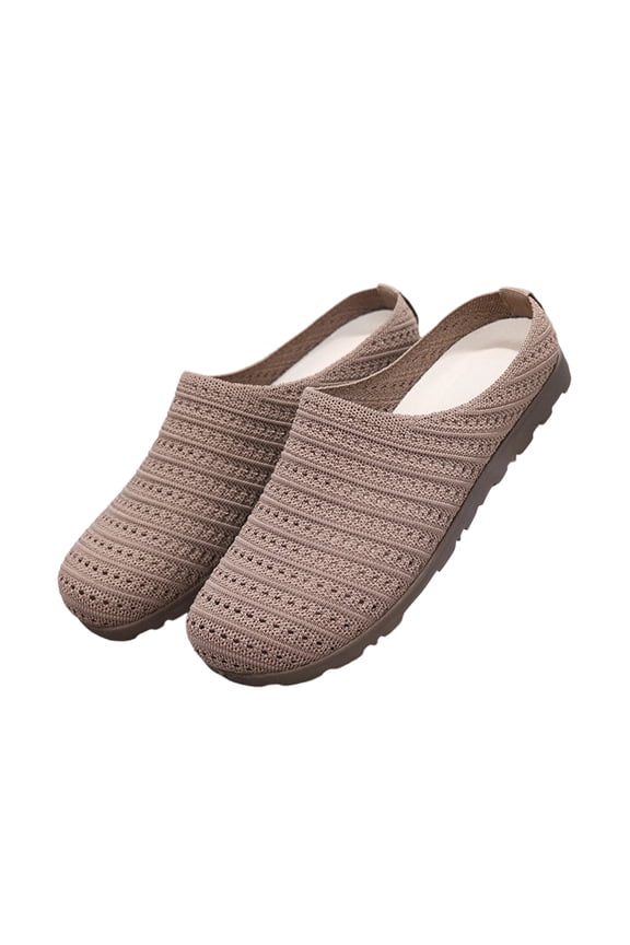 Lightweight Perforated Mules, 2026 Women's Mesh Textured Flat Sandals, Summer Slip On Closed Toe Slide Sandals, Fashionable & Comfortable Slippers for Women, Coffee 8