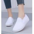 thumbnail image 1 of HTHLVMD Low Top Casual Shoes, School and Streetwear, Everyday Walking Footwear, Elastic Side Panels, Slip-On Canvas Sneakers, Women Slip-On Platform Loafers Casual Comfortable Loafer Shoes, White 6.5, 1 of 6