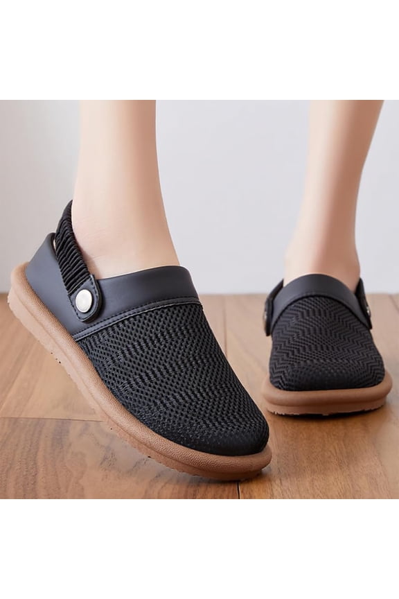 Mesh Clog Slingback Sandals for Women, Breathable Summer Casual Shoes, Shoes for Women Clogs Sandals: Comfortable Closed Toe Wedge Shoes Sling-Back Walking Mules With Arch Support, Black 8