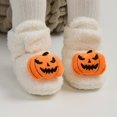 thumbnail image 1 of HTHLVMD Non Slip Hard Sole Slippers,Baby Halloween Slippers Pumpkin Jack O Lantern Plush House Shoes Warm Fuzzy Lining Non Slip Hard Sole Closed Toe Indoor Home Use Holiday Party Decor,White 5.5, 1 of 5