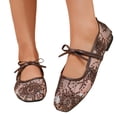 thumbnail image 1 of HTHLVMD Pointed Toe Flats, Lightweight Casual Loafers, Women's Elegant Mesh Mary Jane Flats Embroidered Lace Ballet Shoes Sweet Bow Strap Pointed Toe Dress Shoes Casual Lightweight Loafers, Brown 5, 1 of 6