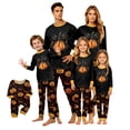 thumbnail image 1 of HTHLVMD Print Pjs, Top Bottom Sleepwear, Family Matching Pajamas, Halloween Big Bow Pumpkin Chest Print Allover Pumpkin Star Family Matching Pajamas Set, Long Sleeve Crew Neck 2 Piece Loungewear, XXL, 1 of 5