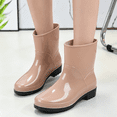 thumbnail image 1 of HTHLVMD Pull On Water Footwear, Mid Calf Rain Boots Tall Waterproof Garden Boots High Top Mud Shoes Pull On Slip Resistant Commuting Footwear Heavy Duty Outdoor Utility Boots, Khaki 6.5, 1 of 4
