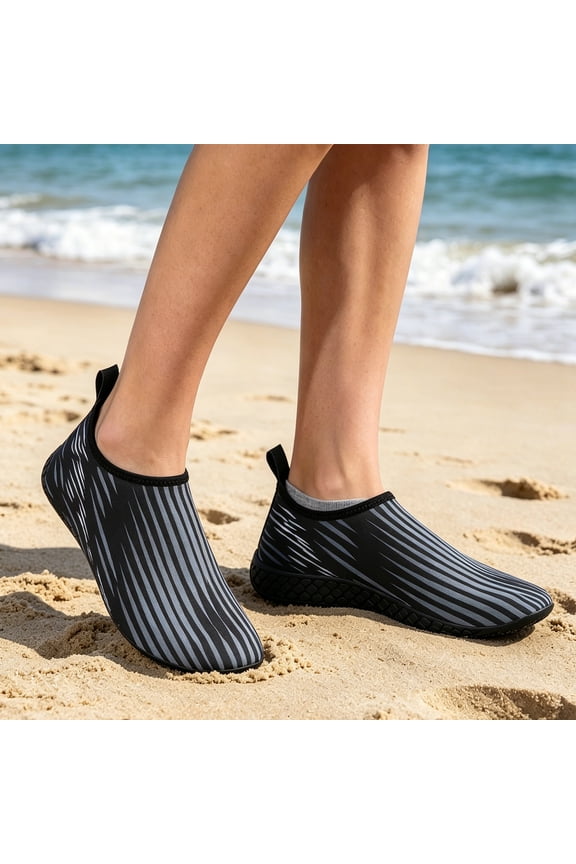 Quick Dry Aqua Socks, Non-Slip Beach Shoes, Swim Surf Shoes, Water Shoes Women Men Adult Quick-Dry Aqua Socks Barefoot Non Slip for Beach Swim River Pool Lake Surf, Gray 6.5