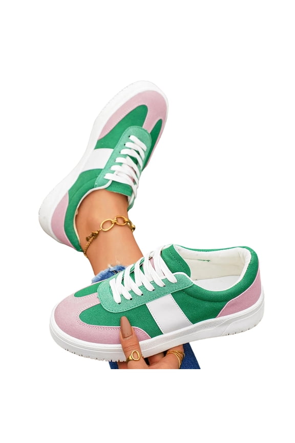Retro Style Tennis Shoes, Platform Sole Trainers, Colorful Suede Sneakers, Platform Sneakers for Women Comfortable Fashion Retro Sneakers Casual Non-Slip Tennis Walking Shoes, Pink 6