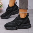 thumbnail image 1 of HTHLVMD Slip-On Knit Sneakers, Velcro Strap Athletic Shoes, Women's Comfortable Sporty Shoes, Shoes Tennis Running Walking Shoes Lightweight Breathable Athletic Sneakers, Black 5.5, 1 of 5