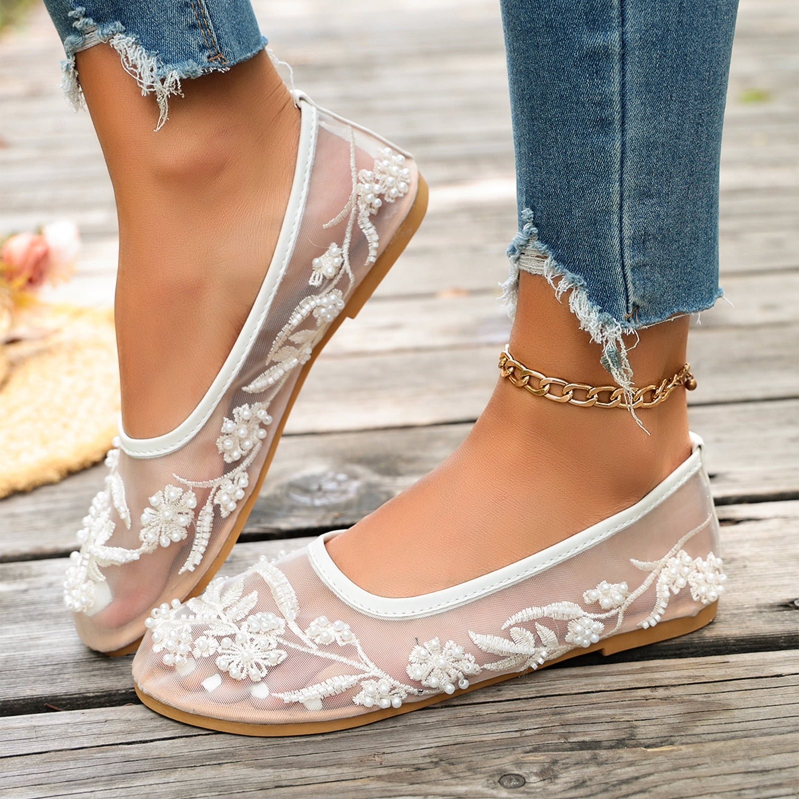HTHLVMD Mary Jane Casual Shoes, Breathable Sheer Mesh Footwear