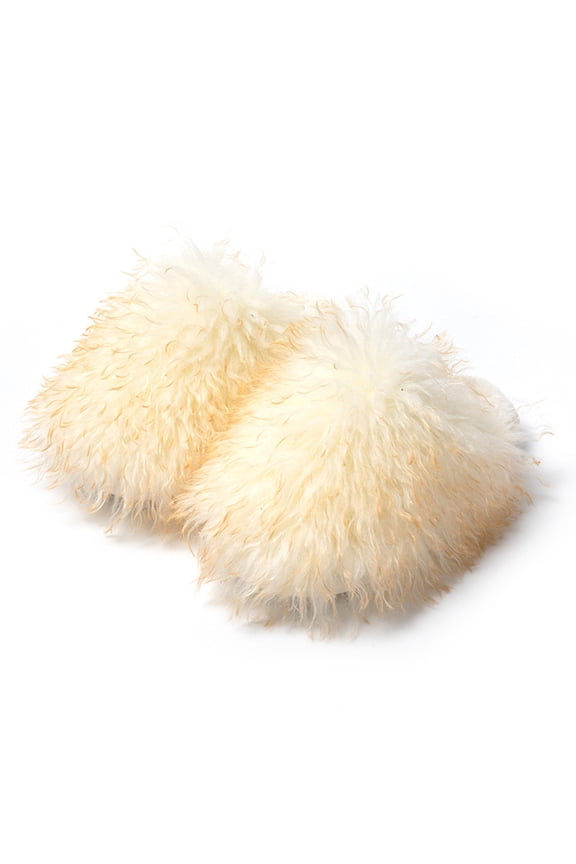 Soft Cushion Bedroom Mules, Women's Shaggy Long Pile Monster Slippers Creative Fluffy Pom Pom House Shoes Winter Warm Novelty Furry Sliders Soft Cushion Non Slip Bedroom Mules, Yellow 7.5