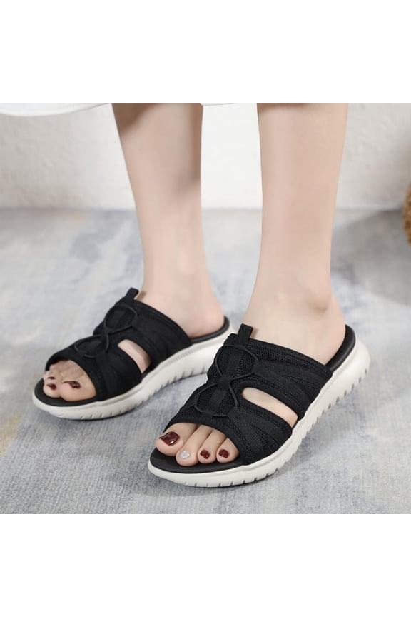 Soft Sole Indoor/Outdoor Slippers, Women's Casual Walking Sports Athletic Slide Sandals Comfortable Slip On Yoga Mat Outdoor Lightweight Summer Beach Slippers, Black 6