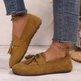 thumbnail image 1 of HTHLVMD Suede Tassel Loafers, Slip-On Casual Flats, Women's Comfort Moccasins, Everyday Comfort Loafers, Office Shoes, Casual Dress Loafers for Women Driving Shoes Summer Comfortable Shoes, Camel 5.5, 1 of 7