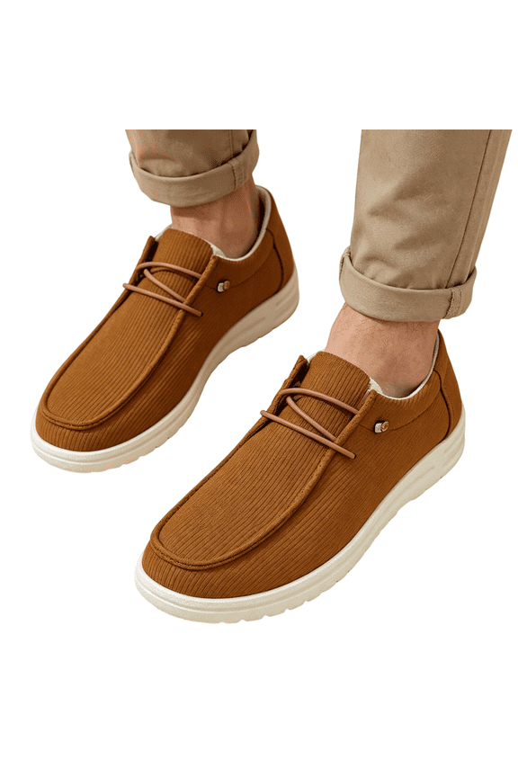 Thick Cushion Travel Shoes, Ribbed Texture Fabric Casual Loafers Men Outdoor Strolling, Minimalist Slip On Cord Elastic Travel Sneakers, Thick Cushion Sole Leisure Footwear, Coffee 8