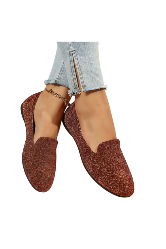 V-Cut Slip-On Flats, Round Toe Everyday Flats, Womens Ballet Flats 2026 Pointed Toe Slip-On Dressy Flat Shoes Casual Lightweight Comfortable Business Work Loafer Shoes, Wine 6