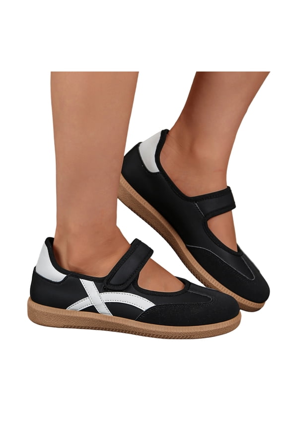 Velvet Mary Jane Flats, Women's Retro Velvet Mary Jane Flats Casual Comfort Strap Ballet Shoes, Classic Round Toe Rubber Sole Loafers, Soft Slip On Walking Dress Flats Outerwear, Black 5.5