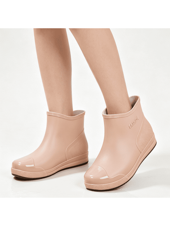 Waterproof Garden Boots, Ankle Rain Boots Waterproof Garden Boots Non Slip Slip On Short Mud Boots Outdoor Lightweight Water Shoes Comfort Cleaning Commuting Footwear, Khaki 8