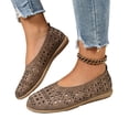 thumbnail image 1 of HTHLVMD Women Breathable Slip-On Shoes, Soft Suede Comfort Shoes, Laser Cut Ballet Flats, Slip-On Walking Shoes, Cut-Out Suede Flats, Womens Loafers & Slip-Ons, Brown 6.5, 1 of 5