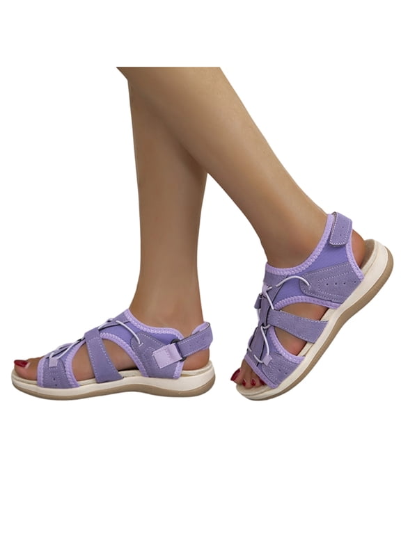 Women's Casual Outdoor Sandals, Barefoot Sandals for Men & Women, Minimalist Walking Shoes With Arch Support, Zero-Drop Sole, Lightweight Flexible Summer Daily Footwear, Purple 6.5