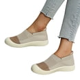 thumbnail image 1 of HTHLVMD Women's Knit Slip-On Sneakers, Breathable Mesh Casual Shoes, Women's Casual Slip-On Loafers Comfortable Round Toe Flat Shoes for Daily Wear and Travel, Khaki 8, 1 of 7