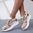 thumbnail image 1 of HTHLVMD Women's Lace Platform Sneakers, Fashion Breathable Walking Shoes, Women's Lace Up Fashion Casual Sneakers Low Top Walking Shoes Platform Comfort Non Slip Tennis Shoes, Gold 5.5, 1 of 6