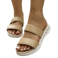 thumbnail image 1 of HTHLVMD Women's Platform Slide Sandals, Double Strap Cushioned Slides, Women's Summer Platform Slides, 2 Bar Women's Slide Sandal, Lightweight and Supportive Footbed, Water Friendly, Khaki 6, 1 of 7
