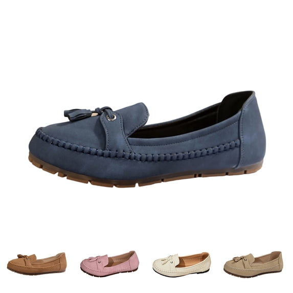 HTHLVMD Women's Tassel Loafers, Slip On Moccasins, Casual Driving Shoes, Women's Walking Shoes Casual Tennis Slip On Sneakers Lightweight Comfortable Fashion Shoes for Women, Brown 5