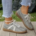 thumbnail image 1 of HTHLVMD Woven Lace Up Sneakers, Linen Casual Shoes, Women Classic Retro Gum Sole Fashion Sneakers Casual Tennis Skate Shoe Genuine Leather Walking Footwear Anti Slip Trainers, Black 7.5, 1 of 5
