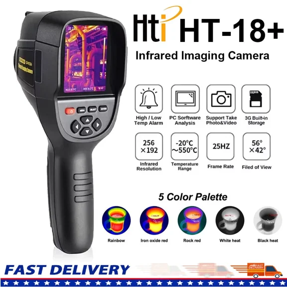 HTI HT-18 Plus Infrared Thermal Imager Camera 256x192 Imaging Camera For Construction Repair PCB Detection Temerature Meter