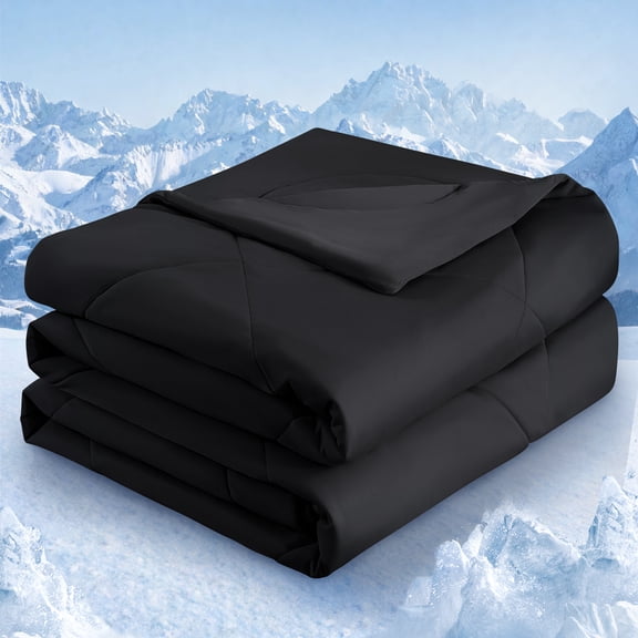 HTIC Cooling King Comforter – Ice-Cold Double-Sided Quilted Blanket, Breathable Lightweight Bedding for Hot Sleepers (Black)