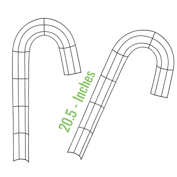 HTL Large Candy-Cane-Shaped Metal Wreath Forms, 20.5-in. 3D Candy Cane Wire Wreath Frame, Christmas Holiday Front Door J Letter Ring (2 Counts)