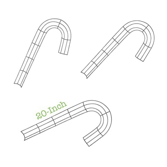 HTL Large Metal Candy-Cane-Shaped Wreath Forms,  20.5-in. 3D Candy Cane Wire Wreath Frame, Christmas Holiday DIY Front Door J Letter Rings. (3 Count)