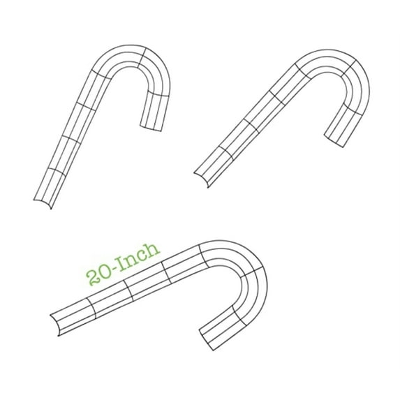 HTL Large Metal Candy-Cane-Shaped Wreath Forms, 20.5-in. 3D Candy Cane Wire Wreath Frame, Christmas Holiday DIY Front Door J Letter Rings. (3 Count)