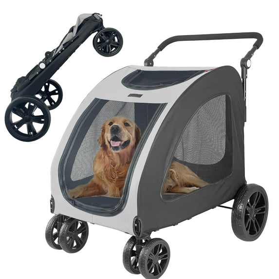 HTLPET Foldable Pet Jogger Stroller for Large Dogs up to 110 lbs, Universal Wheel Dog Stroller for Single or Multiple Medium and Large Dogs