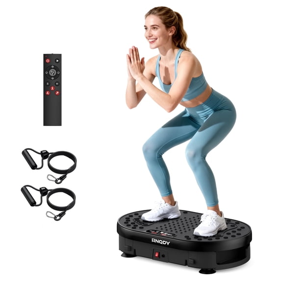 Anqdy Vibration Plate Exercise Machine for Home Fitness & Whole Body Workout, 350 Lbs Capacity with 2 Loops & Remote Control