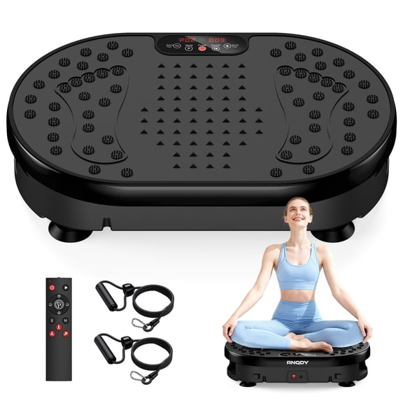 Anqdy Vibration Plate Exercise Machine for Home Fitness & Whole Body Workout, 350 Lbs Capacity with 2 Loops & Remote Control