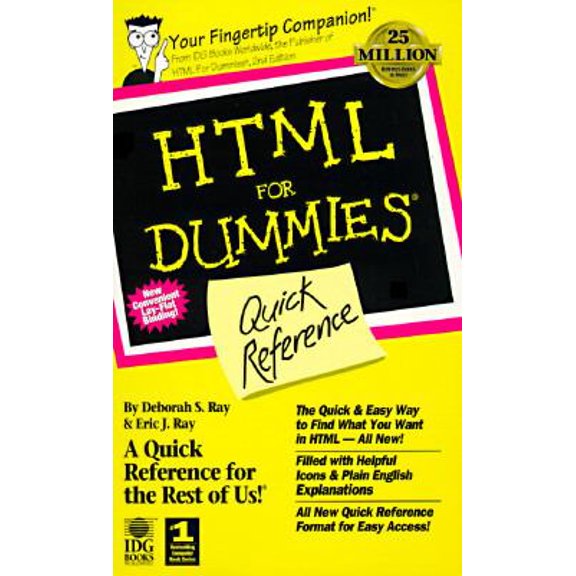 Pre-Owned HTML for Dummies Quick Reference (Paperback) 1568849907 9781568849904