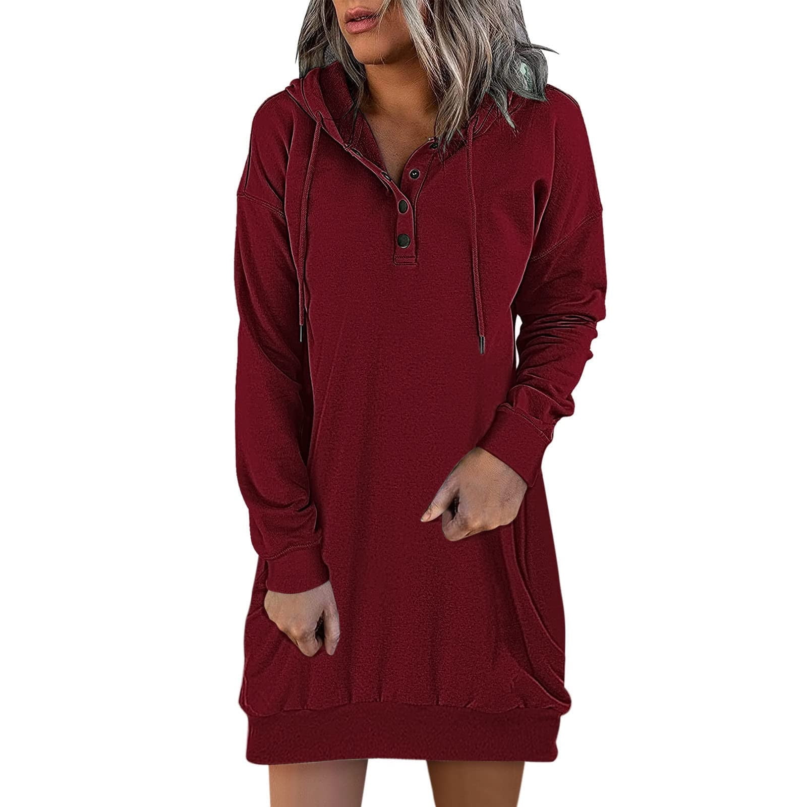 HTNBO 2023 New Arrivals Casual Long Sleeve Sweatshirt Dress for Women