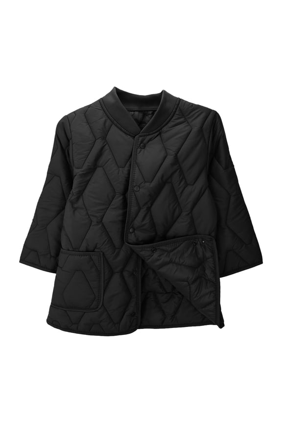 3/4 Sleeve Quilted Jacket for Women Lightweight Button Down Fall Winter Coats Casual Tops with Pockets