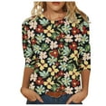 thumbnail image 1 of HTNBO 3/4 Sleeve Shirts for Women Casual Round Neck Tops Women's Winter Trends, 1 of 5