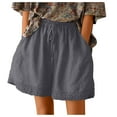 thumbnail image 1 of HTNBO Women Stretch Linen Shorts Summer Casual Drawstring Elastic Wasit Bermuda Shorts Comfy Shorts, 1 of 7