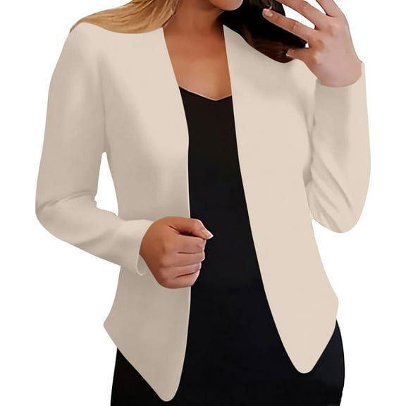 HTNBO Blazers for Women Business Casual Lightweight Slim Elegant Work Office Jacket Open Front Cardigan Jackets