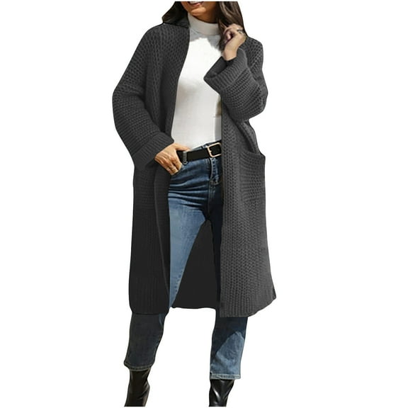 HTNBO Cardigan Sweaters for Women Long Open Front Sweater Plus Size Knit Cardigan Fall Winter Sweaters