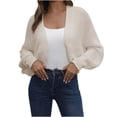 thumbnail image 1 of HTNBO Cardigan Sweaters for Women Open Front Cropped Cardigan Bolero Sweater Long Sleeve Knit Bat Sweaters Shrug Top, 1 of 6