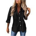 thumbnail image 1 of HTNBO Casual Fall Button Down Shirts for Women Plus Size Long Sleeve Cotton Linen Fall Blouse Business Work Tops Time and Clarence Christmas apparel womens outfits, 1 of 5