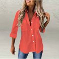 thumbnail image 1 of HTNBO Casual Fall Button Down Shirts for Women Plus Size Long Sleeve Cotton Linen Fall Blouse Business Work Tops Time and Clarence Fashion de?als under 15, 1 of 5