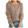 thumbnail image 1 of HTNBO Cropped Sweaters for Women Knitted Lightweight Sweaters Button Up Sweaters Cable Knit Open Front Cardigan, 1 of 4