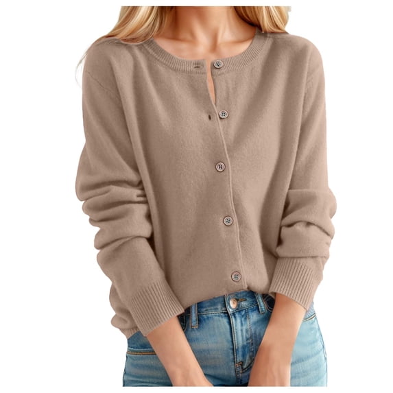 HTNBO Cropped Sweaters for Women Knitted Lightweight Sweaters Button Up Sweaters Cable Knit Open Front Cardigan