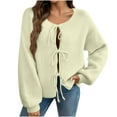 thumbnail image 1 of HTNBO Cute Bow Cardigan for Women Tie Front Cardigan Sweaters Soft Open Front Bow Knot Sweaters Fall Outfit, 1 of 8