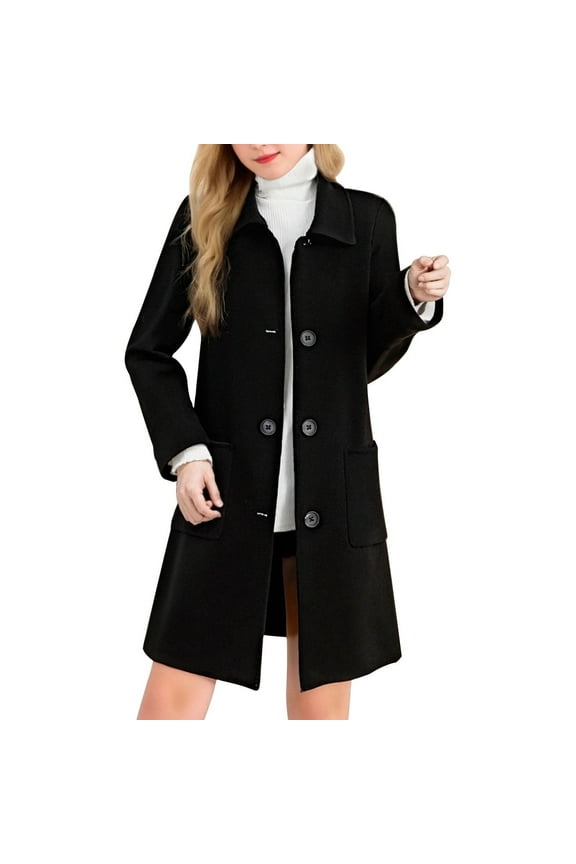 Fall Coats for Women Single Breasted Fall Trench Coat Mid Long Classic Lapel Windproof Slim Tops
