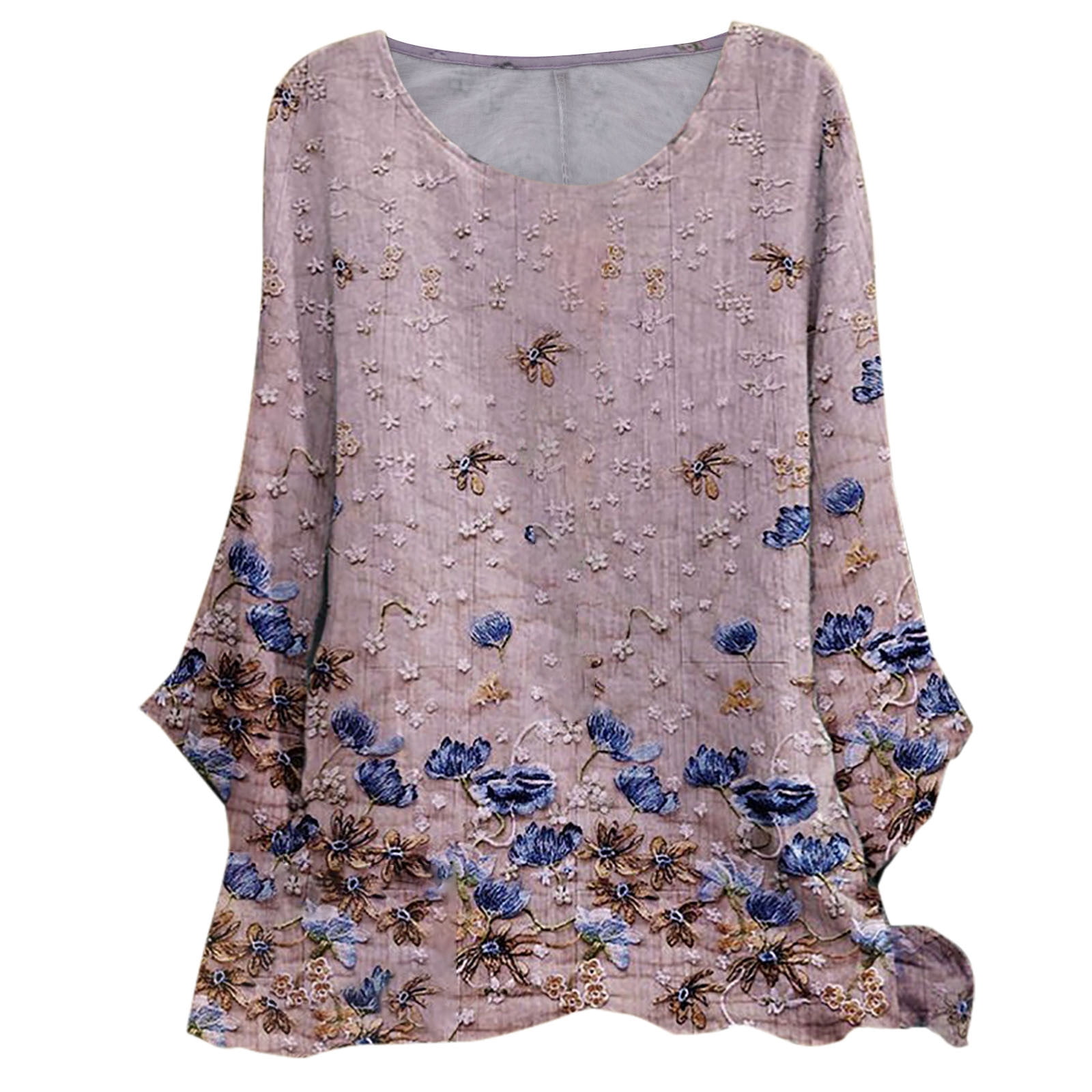 HTNBO Fall Winter Tops for Women Casual Long Sleeve Crew Neck Holiday