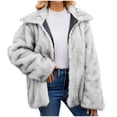 thumbnail image 1 of HTNBO Faux Fur Coats for Women Long Sleeve Trendy Winter Collared Jackets Ladies Warm Faux Furry Coat Jacket, 1 of 8