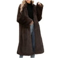 thumbnail image 1 of HTNBO Faux Fur Long Coat for Women Warm Jackets Casual Open Front Cardigan Long Sleeve Winter Sherpa Outerwear, 1 of 8